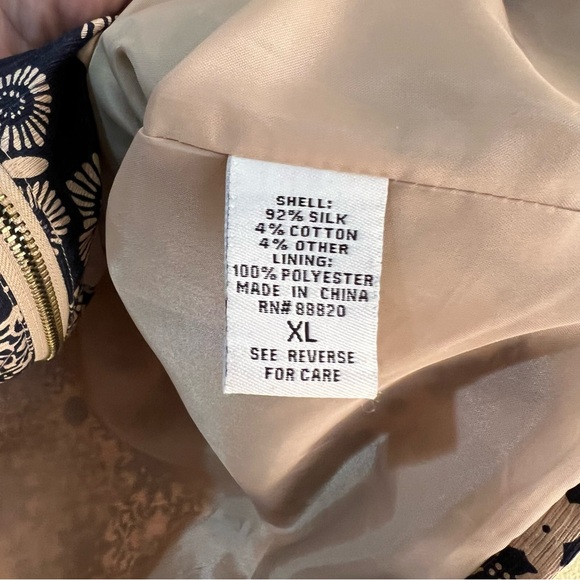 Silk Land Silk Blend Casual Lightweight Button Zip Up Jacket Blazer Pocket XL e2 - Picture 8 of 8